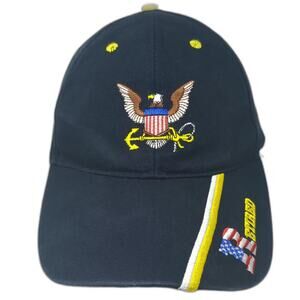 Eagle Crest US Navy Retired Baseball Cap Blue Yellow OS Strapback Hat Anchor